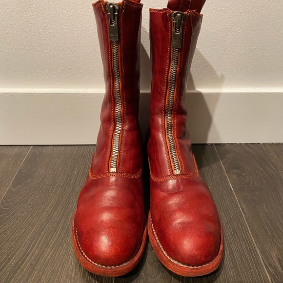 Guidi Leather Flat Boots 310 Front Zip Red Size 37.5 - Picture 4 of 4